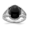 thumbnail image 1 of Bague en Argent Sterling 925 Rhodié Onyx et Diamant, 1 of 2