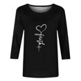 thumbnail image 5 of Jsaierl 2024 Automne Chemises à Manches 3/4 pour Femmes T-Shirts Graphiques EKG et Cœur Décontracté Confortable Col Rond Pull Décontracté Léger Tops pour Sortir, 5 of 5