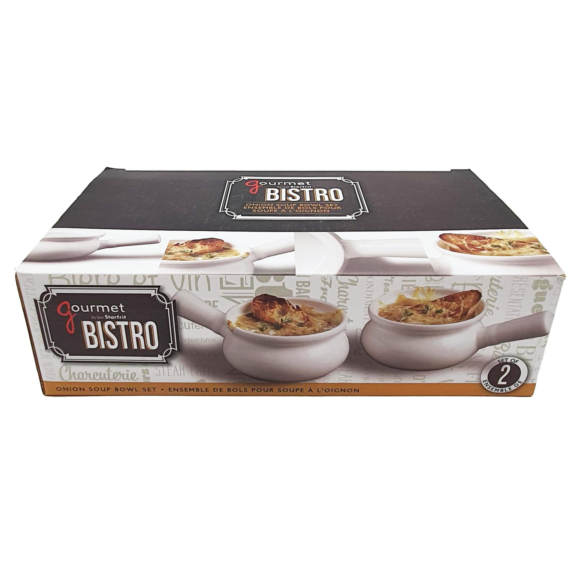 Starfrit Gourmet BISTRO Set of 2 Porcelain Onion Soup Bowls, 10 oz Capacity, White