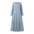 thumbnail image 4 of pstuiky Robes pour Jeunes Adultes, Mode pour Femmes Robe à Manches Longues Colorée en Coton et Lin à Col Rond avec Poches Robes d'Invitée de Mariage Liquidation, 4 of 5
