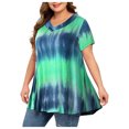 thumbnail image 1 of Heliisoer Plus Femmes Taille Tops Cravate-Teinte à Manches Courtes V-Cou Chemisier Plissé, 1 of 9