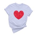 thumbnail image 2 of Meichang T-Shirts de la Saint-Valentin pour Femmes Hauts Mignons Imprimé Cœur Hauts Mignons Col Rond Manches Courtes Décontracté T-Shirts de Vacances Saint-Valentin, 2 of 6