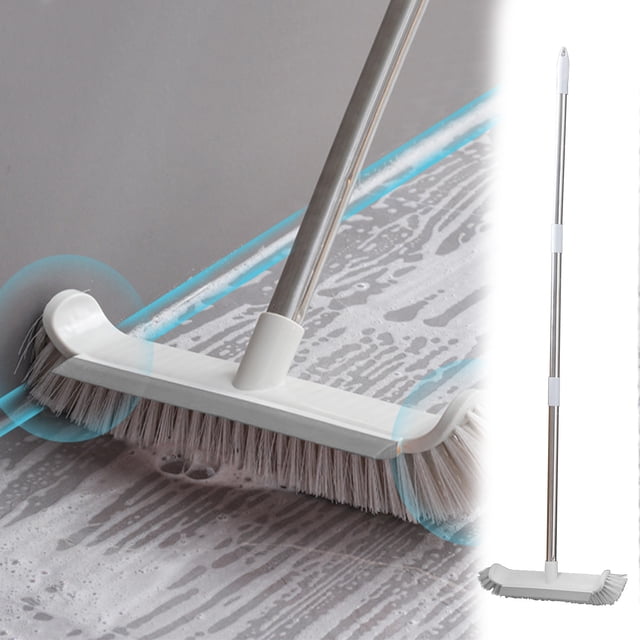 Scrub Brush with Handle Cleaning Scrub Brush Scrub Brush for Cleaning Floor Scrub Brush with Handle 2 in 1 Scrape and Brush Tub and Tile Brush for Cleaning Bathroom Patio Kitchen Wall
