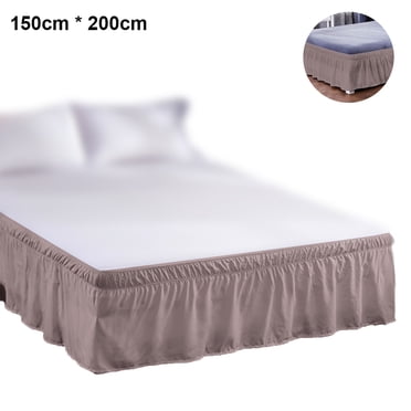 Bed Skirt WhiteWrap-Around Dust Ruffles, 150*200cm Drop Easy-Install Bedskirt Wrinkle/Fade Resistance, Machine Washable