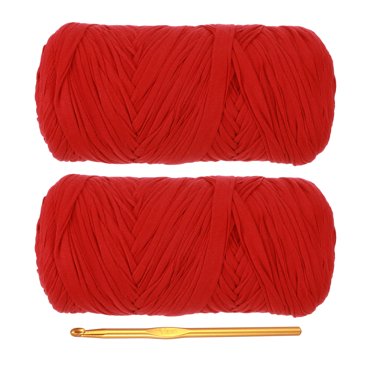 Uxcell T-Shirt Yarn for Crocheting with Hook 2 Pack 130 Yards Yarn Red