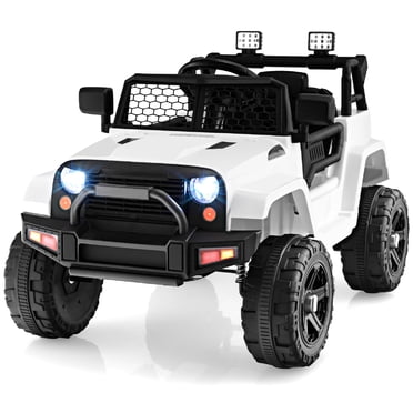 Patiojoy 12V Kids Ride On Car Electric Vehicle Jeep with Parental Remote Music Horn Headlights Slow Start Function White