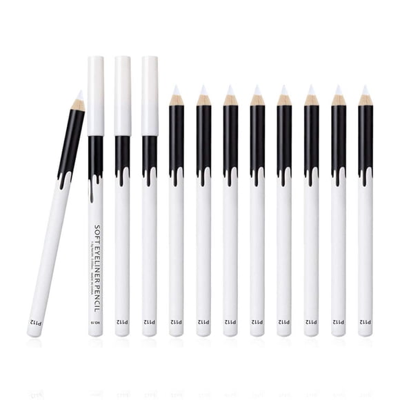 12 Packs Professional Highlighter Eye Liner Pen, Soft Strokes Easy to Color Eyeshadow Pencil, Waterproof, Long lasting, White Eyeliner Pencil Makeup