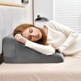 thumbnail image 2 of Costway Bed Wedge Pillow with Smooth Zipper Side Pockets Support for Back Grey, 2 of 6
