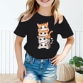 thumbnail image 2 of Carry Camisole Fille Haut à Volants Enfant Filles Mignon Graphique Col Rond Manches Courtes Tee Été Décontracté T-Shirt, 2 of 5