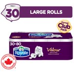 Royale Velour, 2 Ply papier hygiénique, 30 Égal 80 Toilettes de salle de bain