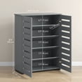 thumbnail image 3 of HOMCOM Slim Shoe Cabinet with 2 Slatted Doors for 15 Pairs of Shoes Grey, 3 of 10