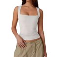 thumbnail image 1 of Dealovy Tank Tops for Women Square Neck Going out Tops Sleeveless Shirts Stretchy Slim Fitted Basic Tees, 1 of 4