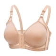 thumbnail image 2 of Pisexur Womens Front Closure Bras Underwire Solid Color V Neck Everyday Underwear Adjustable Strap Smooth Comfort Wireless Bralette Full Coverage T-Shirt Bra for Women, 2 of 3