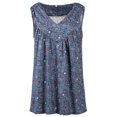 thumbnail image 2 of Innerwin Haut d'Été Col en V Débardeurs pour Femmes Imprimé Floral Boho T-Shirts Bleu Foncé S, 2 of 5