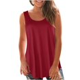 thumbnail image 1 of QUINDOS Débardeurs pour Femmes 2025 Yoga Été Rouge Mode Uni Camisole Col Rond Ample Sans Manches T-shirt Chandail Hauts Camisoles pour Femmes, 1 of 5