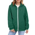 thumbnail image 1 of Comdrip Veste Légère pour Femmes! Veste Chaude Coupe-Vent Imperméable à Blocs de Couleur pour Femmes, Coupe-Vent d'Extérieur, Veste de Randonnée, Veste de Randonnée pour Femmes, Légère, Vert Noirâtre m, 1 of 5