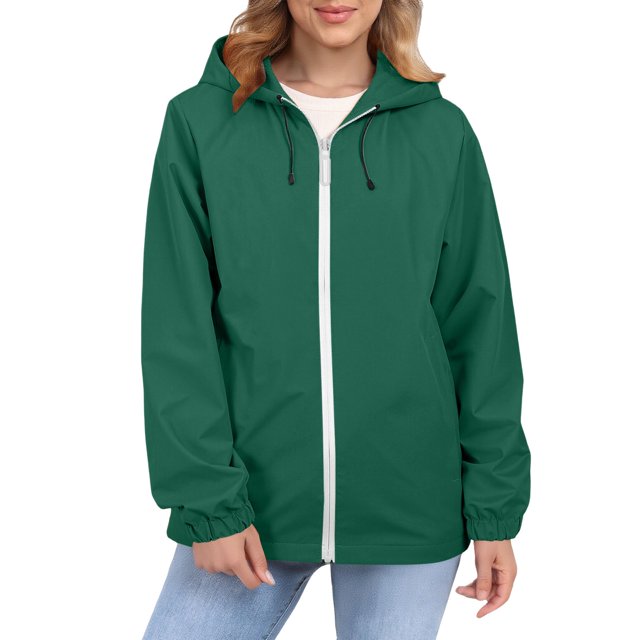 Comdrip Veste Légère pour Femmes! Veste Chaude Coupe-Vent Imperméable à Blocs de Couleur pour Femmes, Coupe-Vent d'Extérieur, Veste de Randonnée, Veste de Randonnée pour Femmes, Légère, Vert Noirâtre m