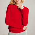 thumbnail image 2 of ManxiVoo Chandail à Capuche Tricoté à Manches Longues et Col Rond pour Femmes, Automne Hiver, Tenue Décontractée, Taille P, Rouge, 2 of 5