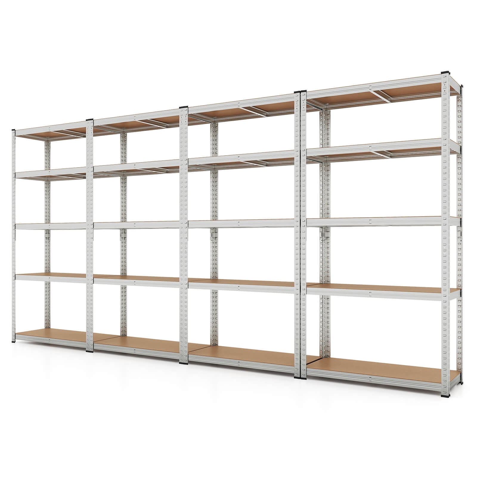 Costway 4 PCS 5 Tier Adjustable Garage Shelving Unit with 2000 lbs Max Load for Warehouse Silver