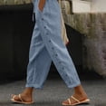 thumbnail image 2 of WEIYLL Womens Pants Solid Color Elastic Waist Loose Side Button Decoration Versatile Ankle-Lengh Grey Pant size L, 2 of 7