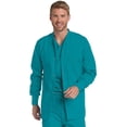 thumbnail image 1 of Landau Men's Premium 4-Pocket Classic Fit Warm-Up Medical Scrub Jacket, Teal, Small, 1 of 9