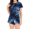 thumbnail image 1 of Teissuly Pyjama pour Femmes Mode Imprimé Teinture sur Nœuds Manches Courtes Survêtement Tenue de Nuit Ensemble de Sommeil, 1 of 7