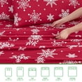 thumbnail image 3 of Gogreen 4PC Christmas Sheet Set Deep Pocket Fit 17", Breathable Microfiber Soft Queen Size Bed Sheet Set, Christmas Decor Christmas Gift - Christmas Snowflake, 3 of 8