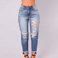 thumbnail image 3 of Bigersell Flare Jeans for Women Denim Jeans Discount Trouser Jeans Ladies Straight-Leg Denim Pants Button Closure Ripped Female’S Jeans Straight Mid Waist Ankle Length Pants Style J-73 Light Blue XL, 3 of 9