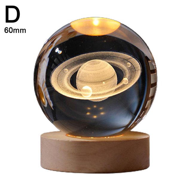 Personalized Crystal Ball Night Light, Custom 3D Crystal Ball with Name, Personalized Crystal Sphere Engraving Customized Globe Home Decor Accessories Couple Birthday Gift G8C4
