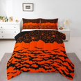 thumbnail image 1 of YST Ensemble de Literie d'Halloween Orange Brûlé Format Simple, Ensemble de Couette Gothique Toile d'Araignée pour Ados Enfants, Couette en Duvet Psychédélique Chauves-Souris Faune Oiseaux, Insert de Couette Réversible Décorations d'Halloween, 1 of 5