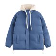 thumbnail image 1 of Styesk Jackets for Men Zipper Up Warm Jackets Outdoor Plus Size Work Coats Hooded Color Block Puffer Jacket Casual Comfy Wind Breaker Jackets with Pockets, 1 of 8