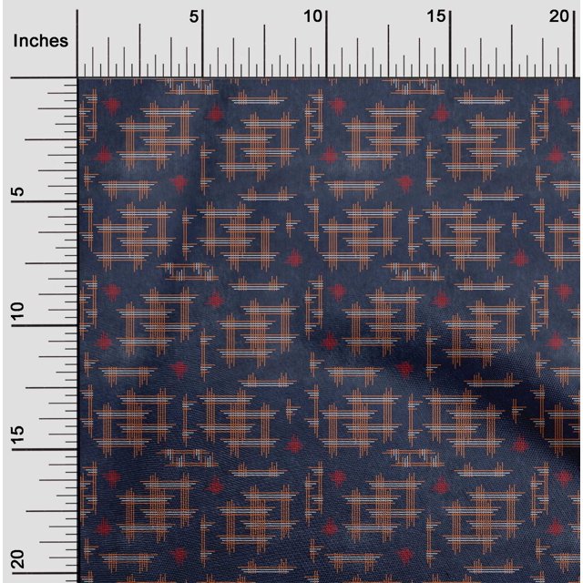 oneOone Cotton Flex Fabric Geometric Kasuri Decor Fabric Printed BTY 40 Inch Wide