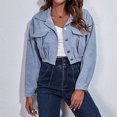 thumbnail image 2 of CEHVOM Ladies Fashion Solid Color Corduroy Jacket Drop Shoulder Long Sleeve Short Coat Clearance, 2 of 7