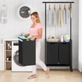 thumbnail image 3 of Laundry Sorter Rolling Cart with Garment Rack Hanging Rod,Pull-Out and Removable Oxford Fabric Laundry Baskets, 3 of 5