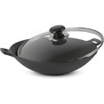 thumbnail image 2 of Pre-Seasoned Cast Iron Wok with Glass Lid (12"), 2 of 9