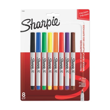 Marqueurs permanents Sharpie, Pointe ultrafine, couleurs classiques, 8 unités