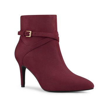 Unique Bargains Bottines à Talon Aiguille pour Femme à Bout Pointu avec Boucle et Brides Croisées Vert (Taille 6,5)