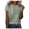 thumbnail image 1 of Womens Fashion Summer Print Ordinary Womens Short Sleeve Round Neck T-shirt Top, 1 of 5