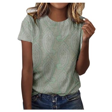 XZNGL T-shirt pour Femmes Mode Été Imprimé Ordinaire T-shirt à Manches Courtes à Col Rond pour Femmes