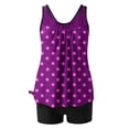 thumbnail image 4 of UPPADA 2 Piece Full Coverage Swimsuits for Women Floral Athleti Crewneck Bathing Suits High Waisted Tummy Control Modest Swimwear Comfy Tankini Top with Shorts Purple,2xl, 4 of 6