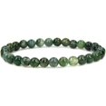 thumbnail image 1 of Bracelet Extensible Unisexe en Perles Rondes de 6 mm en Agate Mousse Naturelle, 1 of 5