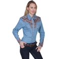 thumbnail image 3 of Scully PL-654-BLU-L Womens Western Shirt - Blue- Large, 3 of 3