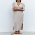 thumbnail image 2 of Solid Slit Summer Knit Dress for Women with Half Sleeves, 2 of 7