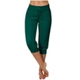 thumbnail image 1 of Liquidation d'Économies d'Été! RQYYD Pantalons Capri pour Femmes Été Décontractés Capris Raccourcis Pantalon de Yoga Jogger à Cordon avec Poches Bas Resserré Pantalons de Survêtement Liquidation, 1 of 6