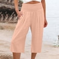 thumbnail image 3 of Capris Extensibles pour Femmes Pantalon Court Jambe Échancrée Grande Taille Polyester Dames Grande Taille Capris Pantalons Capris Style C-20 Roses m, 3 of 5