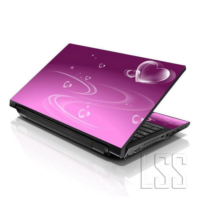 LSS Laptop Skin Sticker Decal Cover Pink Hearts Fits 17" to 19" Laptops