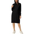 thumbnail image 2 of INSPIRE CHIC Chandail Molletonné Décontracté pour Femme à Enfiler, Manches Longues, Robe Midi à Capuche avec Poches, G Noir, 2 of 7