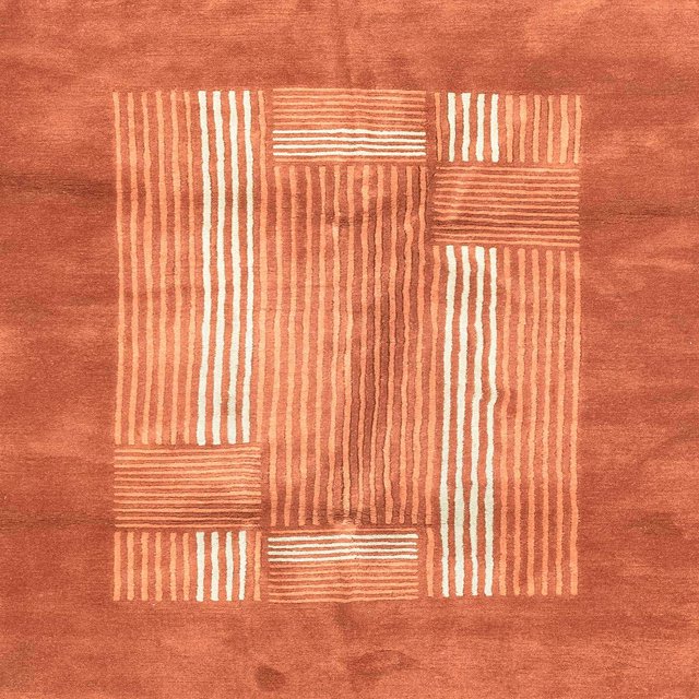 Ahgly Company Tapis d'Intérieur Carrés Abstraits Orange Rouge Abstraits pour Aire, 5 Pieds Carré