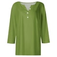 thumbnail image 4 of RXIRUCGD Hauts à Boutons Décontractés Unis pour Femmes, Vert, Taille : S, 4 of 5