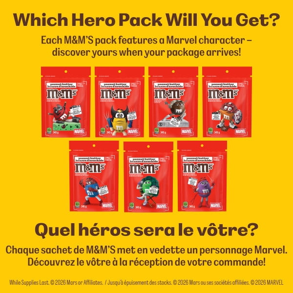 M&M’S, bonbons choc. lait, beurre arach., pour plats à bonbons, 345g